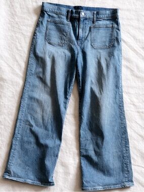 Size 31P J.Crew Slim Wide Leg Jeans Light Wash Patch Pocket CK786